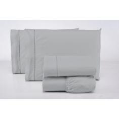 Jogo De Cama Queen 3 Peças 100% Algodão 400 Fios Cinza