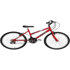 Bicicleta de Passeio Ultra Bikes Esporte Aro 24 Reforçada Freio V-Brake – 18 Marchas Vermelho Ferrari