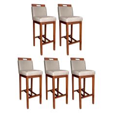 Kit 5 Banquetas Alta para Bancada 104 Cm Veneza Suede Bege CCS