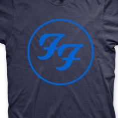 Camiseta Foo Fighters Marinho e Azul Claro em Silk 100% Algodão