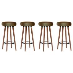 Kit 4 Banquetas Moderna Alta Roma Slim Camel 70cm