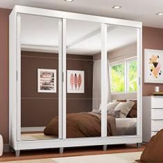 Guarda-Roupa Casal Madesa Napoli 3 Portas de Correr com Espelho com Pés - Branco