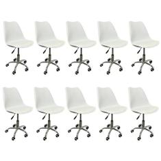 Kit 10 Cadeiras para Escritório Secretária Decorativa Eames Chicago Branco