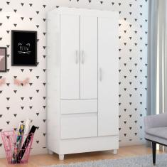 Guarda-Roupa 3 Portas Branco/Rosa/Branco - Demóbile