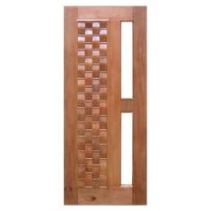 Porta de Madeira Maciça Couro Para Vidro Casmavi de Cedro Arana - 2.10