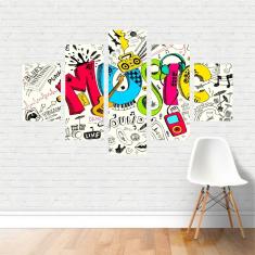 Quadro Música Frase Instrumentos Palavras Music em Canvas