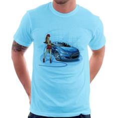 Camiseta Lava Jato Garota - Foca na Moda, Azul bebê, M