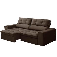 Sofá Retrátil Reclinável 3 Lugares 220cm Blanches F05 Veludo Marrom - Mpozenato