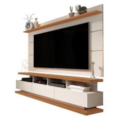 Rack com Painel Vivare Off White com Freijó - Germai Móveis