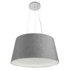 Lustre Pendente Cone Md-4144 Cúpula Forrada em Tecido 25x50x40cm Rustico Cinza / Branco - Bivolt