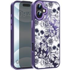 FUNMIKO Capa para iPhone XX com protetor de tela de privacidade, compatível com carregamento sem fio, capa fosca translúcida à prova de choque - linda capa de telefone com design floral para mulheres