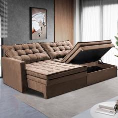 Sofá Sem Caixa Retrátil Baú 1,60m Cama inBox Secret Suede Velusoft Cas