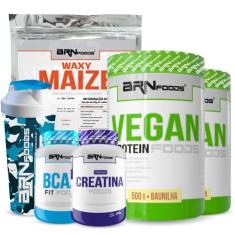 KIT VEGANO: 2x Vegan Protein 500g + Waxy Maize 800g + BCAA 100g + PREM