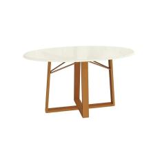 Mesa Multiuso Cozinha Elma Madeira Maciça Com Tampo Madeirado Com Vidro 180x105cm Carvalho Off White Kappesberg