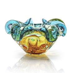 Centro De Mesa Em Cristal Murano Verde E Âmbar - São Marcos