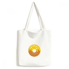 Bolsa de lona com rosquinha amarela, sobremesa, doce, sacola de compras, bolsa casual