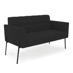 Sofá Namoradeira 2 Lugares Pé de Ferro Preto Elisa Veludo Preto D03 - D`Rossi