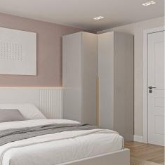 Guarda-roupa de Canto Reto Modular 95cm com Portas e Cabideiros Jade Cabecasa Madeiramadeira Cinza Urbano