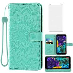 Capa de telefone para LG Aristo 4 Plus 4+/Tribute Royal X320/Escape Plus/Journey LTE L322DL/K30 2019/Arena 2/X2 2019/Prime 2 carteira com protetor de tela de vidro temperado flip capa porta-cartão