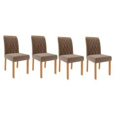 Cadeira Sala de Jantar Juliana Wood Kit 4 Un Madeirado/Suede Joli Capu