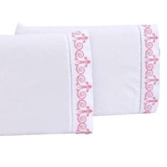 Jogo lençol quarto casal king bordado 3 peças branco rose - Shoppingne