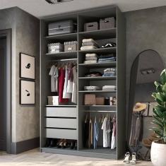 Guarda-Roupa Closet Sion 100% MDF 3 GV Cinza 140 cm