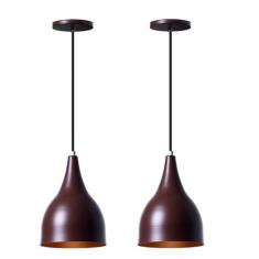 Kit 2 Lustres Pendente Gota Marrom Alumínio Decorações - Ideallume