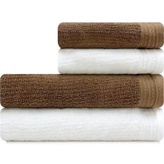 Jogo De Toalhas 4 Peças - Banhão Gigante + Rosto 100% Algodão Fios Penteados Max Imperial Karsten - Emcompre