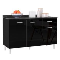 Balcão Cozinha Pia 120cm Com Tampo Classic Z46 Preto-marmore - Mpozenato