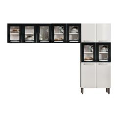 Cozinha Compacta Evidence 3 Peças (2 Armários + 1 Paneleiro) Cpt61 Branco/Preto - Bertolini