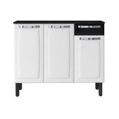 Balcão Com Tampo 3 Portas 1 Gaveta Rose Itatiaia Branco/Preto