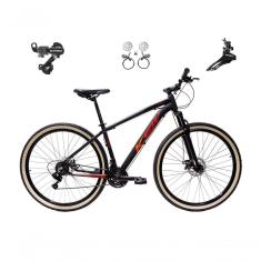 Bicicleta Aro 29 Ksw Xlt 24v K7 Câmbios Shimano Freio Hidráulico Garfo Trava Pneu Faixa - Preto/vermelho/laranja Tam.17