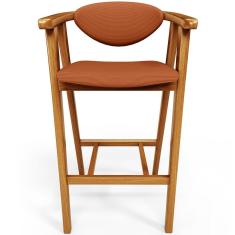 Banqueta Alta Cecília L02 Assento em Tecido Base Fixa com Encosto 102 cm Terracota para Cozinha