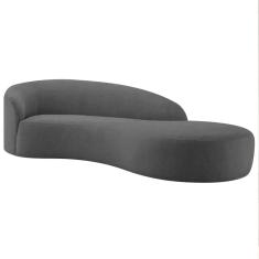 Divã Recamier Orgânico França 160cm Lado Direito Linho - Amarena Moveis Cor Cinza Escuro