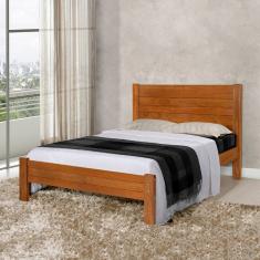 Cama Casal Madeira Vintage Lara - Castanho - Marrom