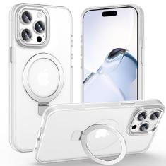Lufanbis Capa magnética para iPhone 14 Pro Max com suporte de anel, [proteção contra quedas de 3 pés] [toque aveludado] Capa de telefone fina translúcida fosca traseira à prova de choque para iPhone