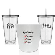 Kit Balde De Pipoca E 2 Copos Personalizados - Mood Do Dia - Krystalon