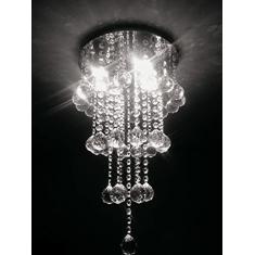 LUSTRE DE CRISTAL PARA SALA COM 80 CM DE ALTURA BASE DE INOX 30 CM DE DIÂMETROS