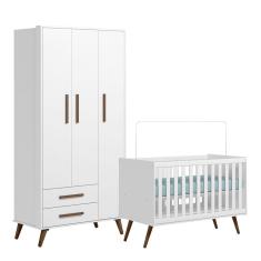 Quarto de Bebê Qencanto com Roupeiro e Berço Qmovi Branco
