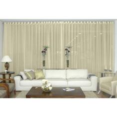 Cortina Voil Perola Sala Quarto 6,00X2,80 Ilhós Cromado