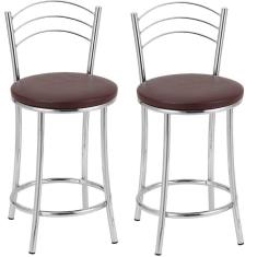 Kit 2 Banquetas Cromadas BC26-C A109 Cromado/Marrom