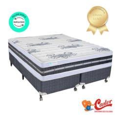 Cama Box Castor Queen + Colchão Silver Star Tecnopedic Dupla Face 158x198x70 - Alto Padrão de Qualidade -Firme