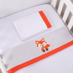 Jogo De Lençol Para Berço Americano 3 Peças Raposa Branco