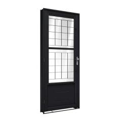 Porta de Aço de Giro com Postigo e Grade Quadrada 215x90cm Facilitá Lucasa Preto