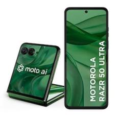 Smartphone Motorola Razr 50 Ultra 5G Forest Green 512GB, 12GB RAM + 12GB RAM Boost, Tela Dobrável 6,9" pOLED e Externa 4", Moto AI Câmera e IPX8