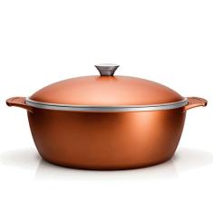 Caçarola Tramontina Lyon em Alumínio Forjado com Revestimento Interno e Externo Antiaderente Starflon High Performance Dourado com Tampa 24 cm 3,7 L