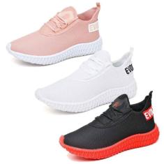 Kit 3 Pares de Tênis Feminino Caminhada Colmeia Exclusivo Preto e Lilá