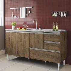 Balcão para pia de 1,60 mt Maceió com gavetão Castanho - ByMadero Mobi