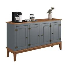 Balcão de Madeira Maciça 4 Portas - Apaixone&Decore, Cinza