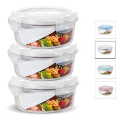 Kit Conjunto 3 Potes Vidro Hermético Tampa Plástico Marmita Mantimento